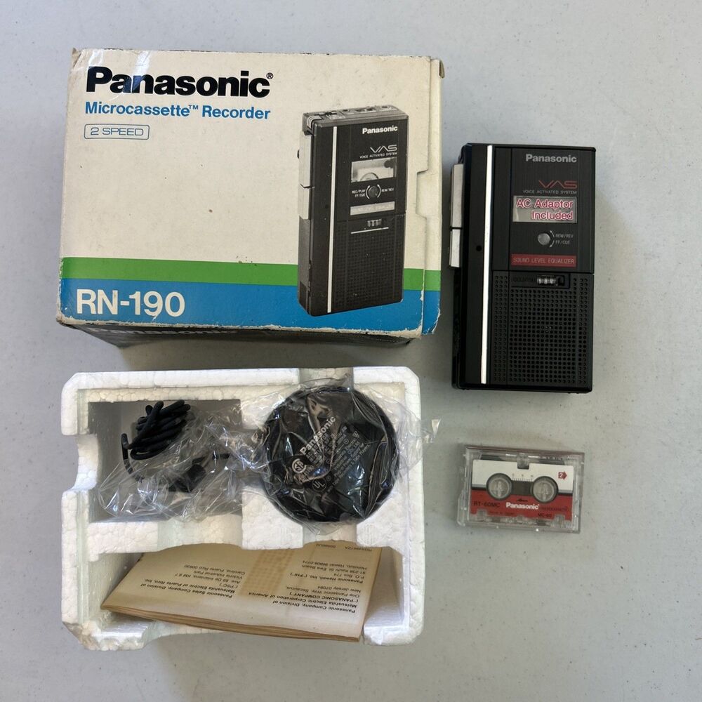 Panasonic RN-190 Microcassette Recorder 2 Speed Voice Activated w/ Adapter WORKS